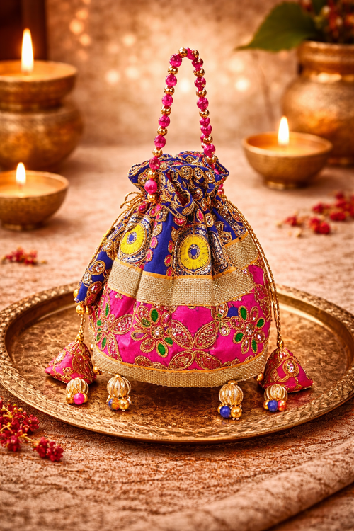 Artisan Sacred Heritage Potli from Temple Idol Poshak | Bhagwan Vastra